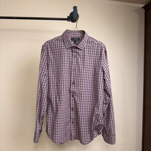 Banana Republic Burgundy/Mauve Checkered Button-Up Shirt (Medium)